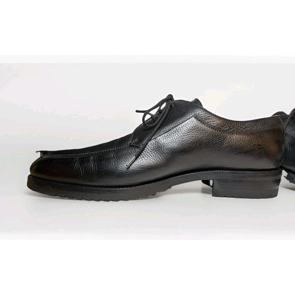 Gravati Arthur Beren Italy 16567 Black Pebbled Leather Apron Blucher Shoes 11 W